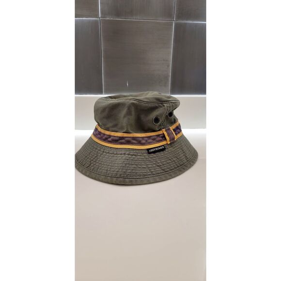 Abercrombie and Fitch Olive Army Green Bucket Hat w/ Gold Maroon Trim Gorpcore - Picture 1 of 6